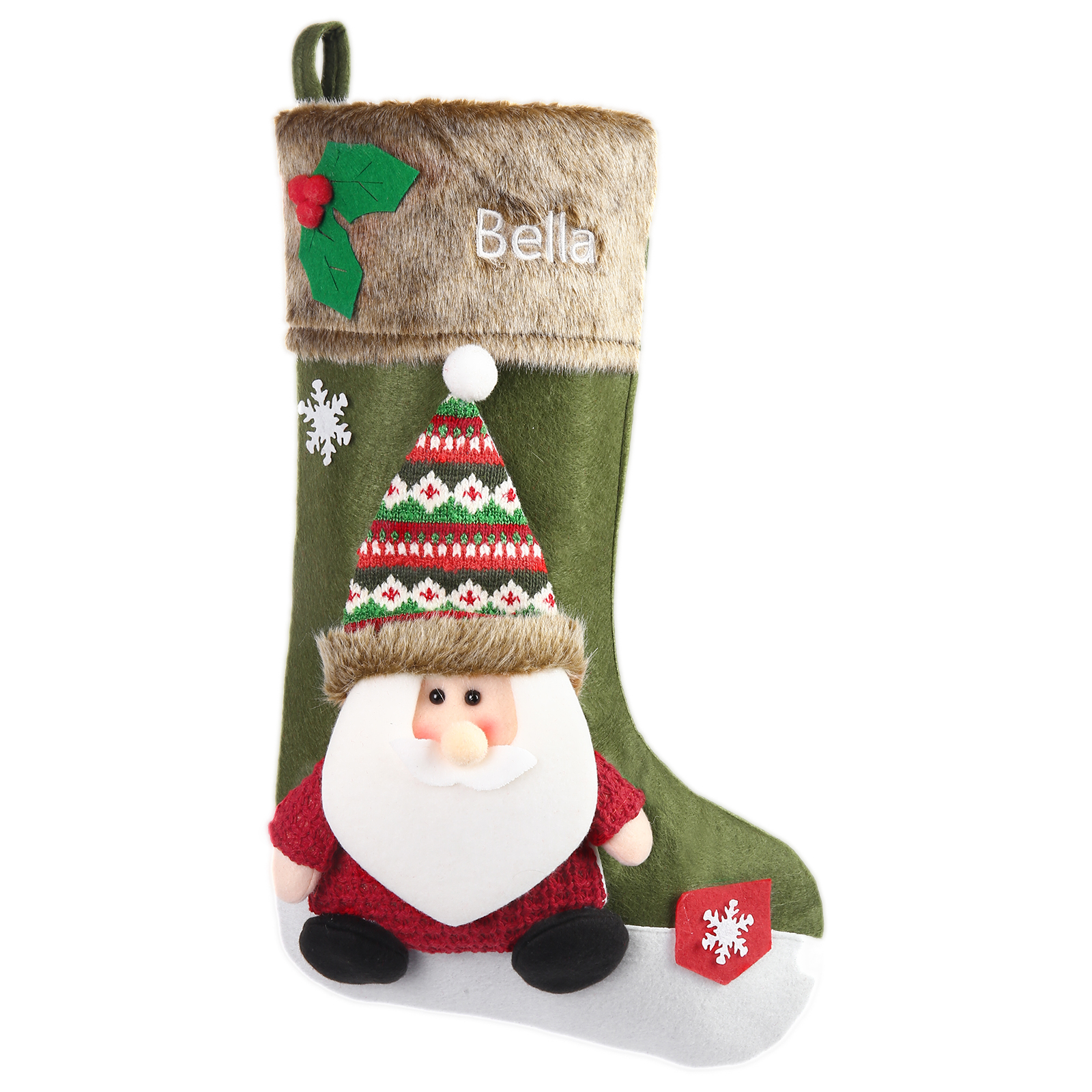 Adornos de medias navideñas con muñeco Bolsa de regalo 1 Nombre personalizado-Jessemade ES