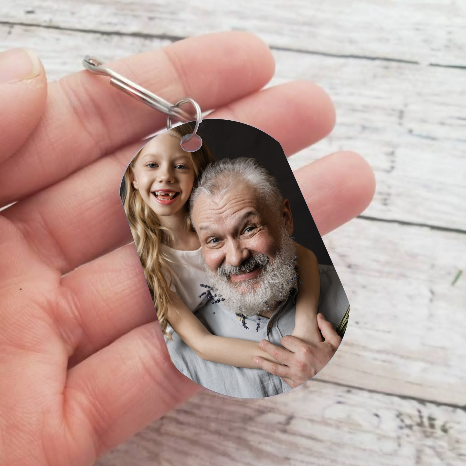 A mi abuelo-Llavero EL MEJOR ABUELO personalizado con 1 nombre y 1 foto-Jessemade ES