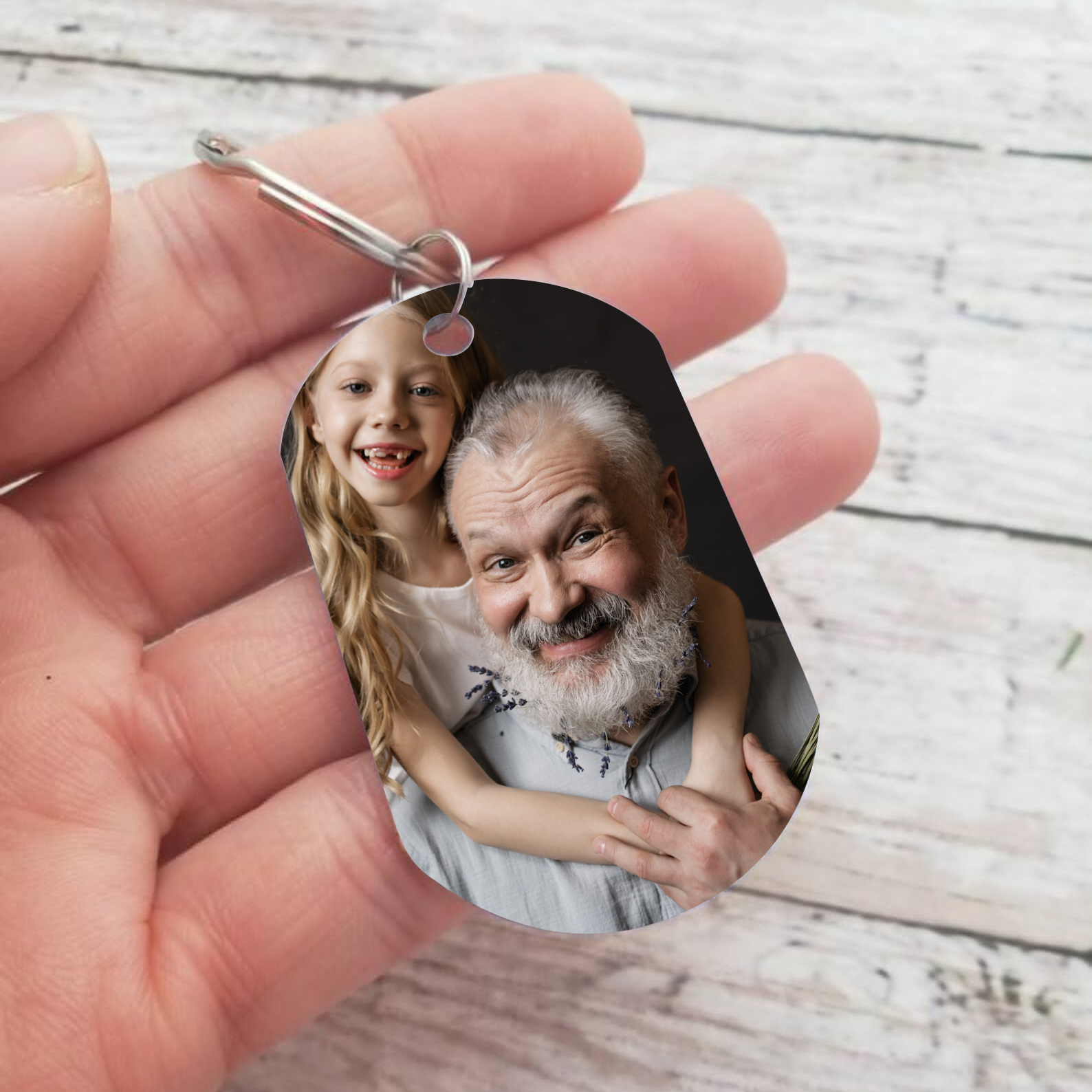 A mi abuelo-Llavero EL MEJOR ABUELO personalizado con 1 nombre y 1 foto-Jessemade ES
