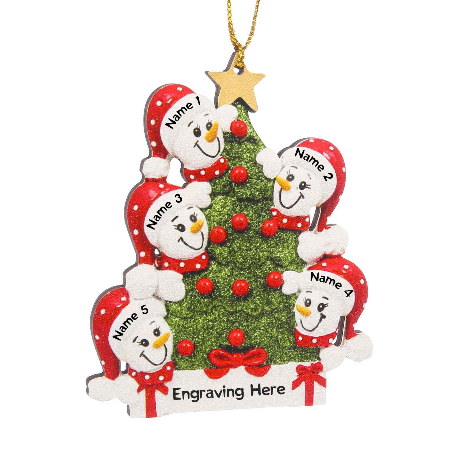 Navidad-Ornamentos Navideños de Madera Árbol y muñecos de nieve 5 Nombres con Texto Personalizados