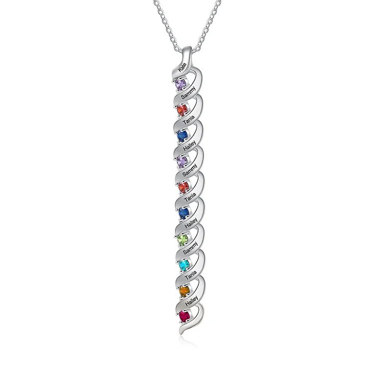 Collar DNA con 10 Nombres Personalizados 10 Piedras de Nacimiento-Jessemade ES