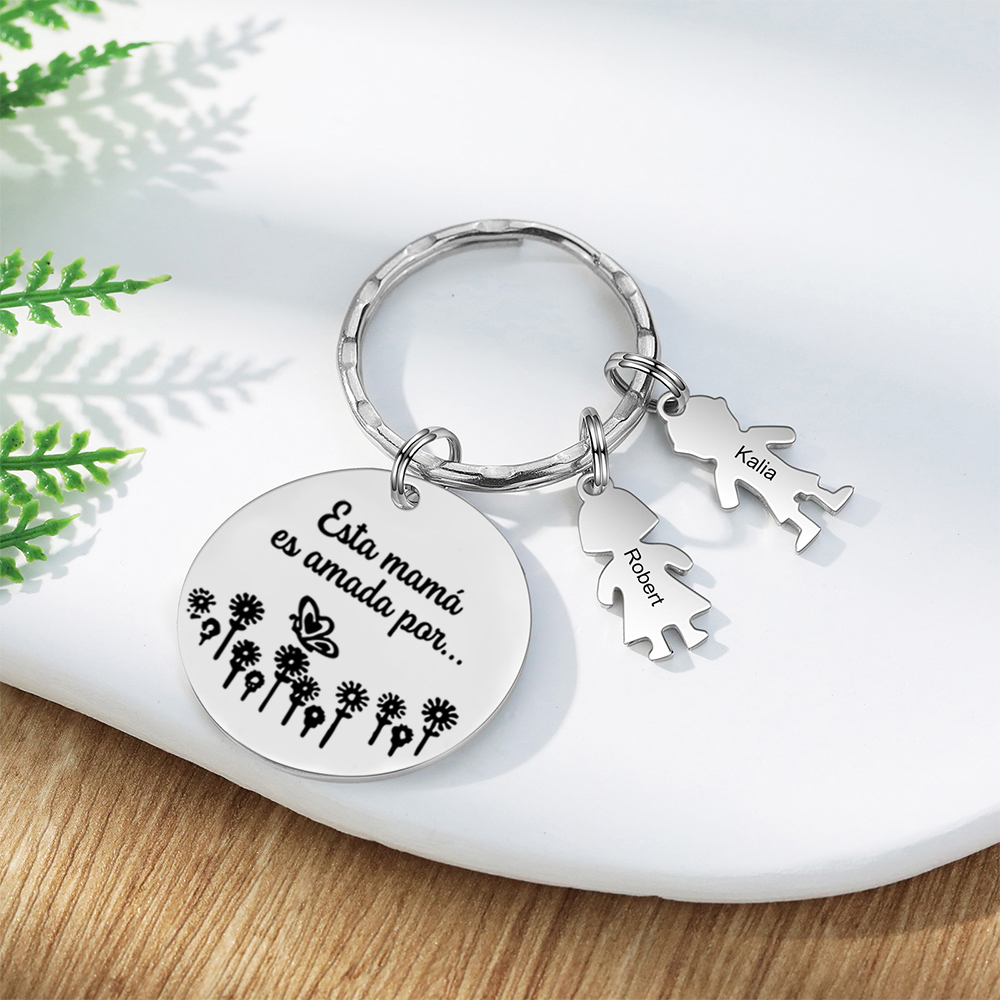 A mi mamá - Llavero con 2 nombres personalizados en "niños"-Jessemade ES