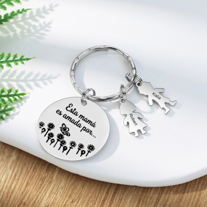 A mi mamá - Llavero con 2 nombres personalizados en "niños"-Jessemade ES