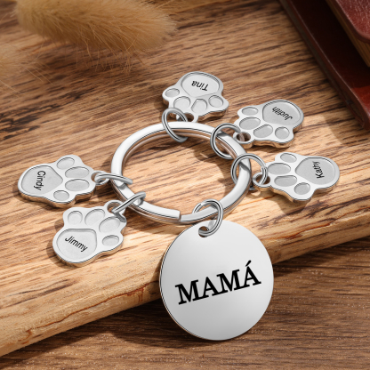 A mi familia - Llavero con 5 nombres personalizados en patas con texto-Jessemade ES
