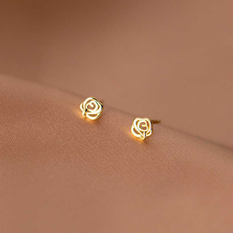 Pendientes de rosa aretes dos colores-Jessemade ES