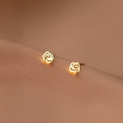 Pendientes de rosa aretes dos colores-Jessemade ES