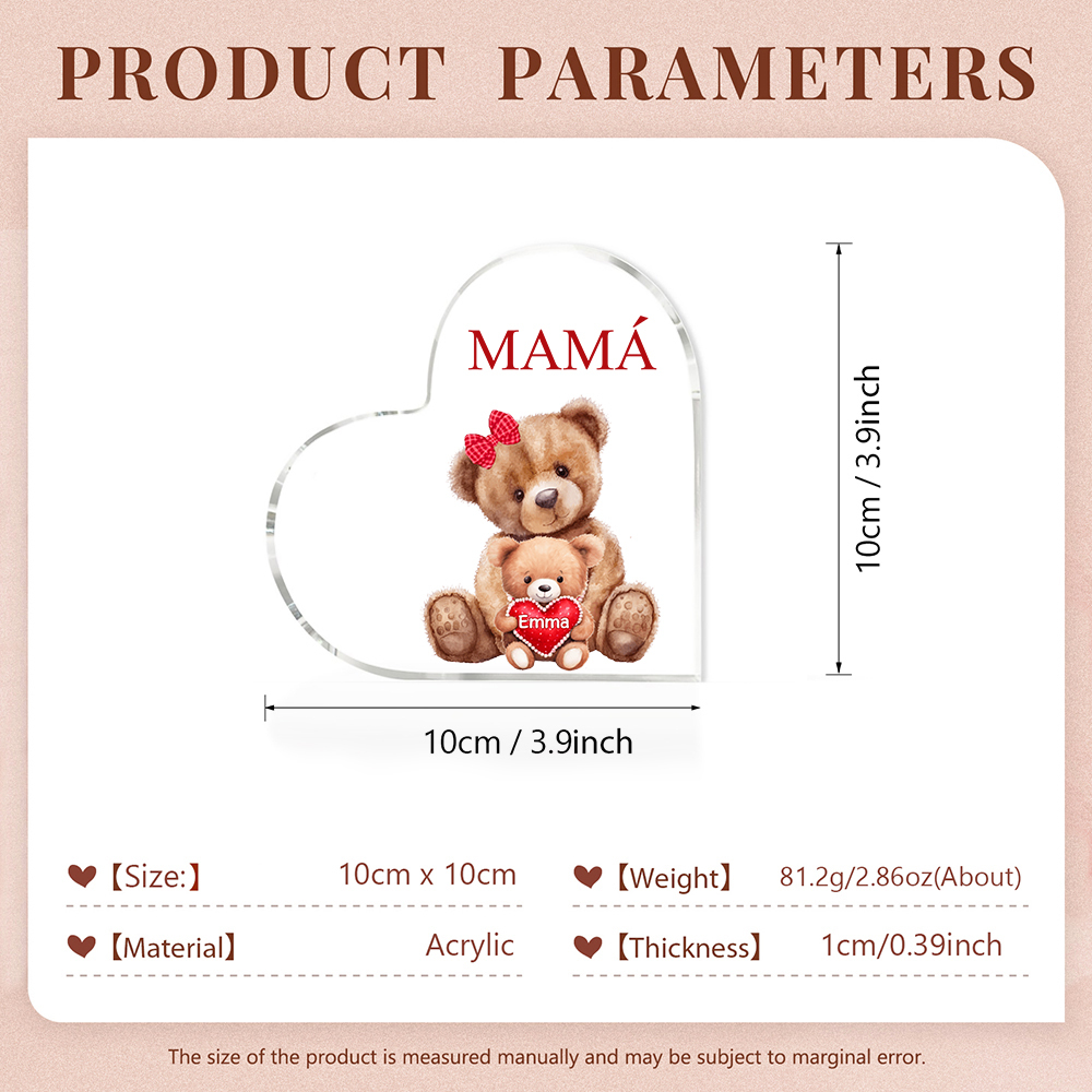 A mi mamá/abuela-Placa de acrílico "Nosotros" en forma de corazón 1 nombre y 1 texto personalizados-Jessemade ES