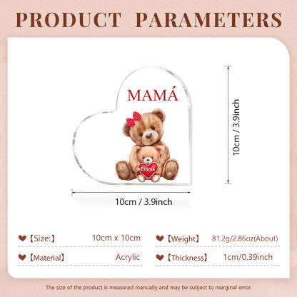 A mi mamá/abuela-Placa de acrílico "Nosotros" en forma de corazón 1 nombre y 1 texto personalizados-Jessemade ES