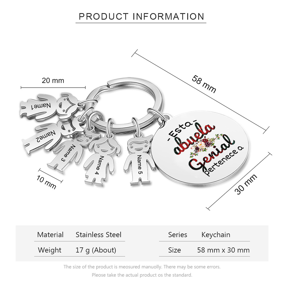 A mi abuela - Llavero con 1-5 nombres personalizados en "niños"-Jessemade ES