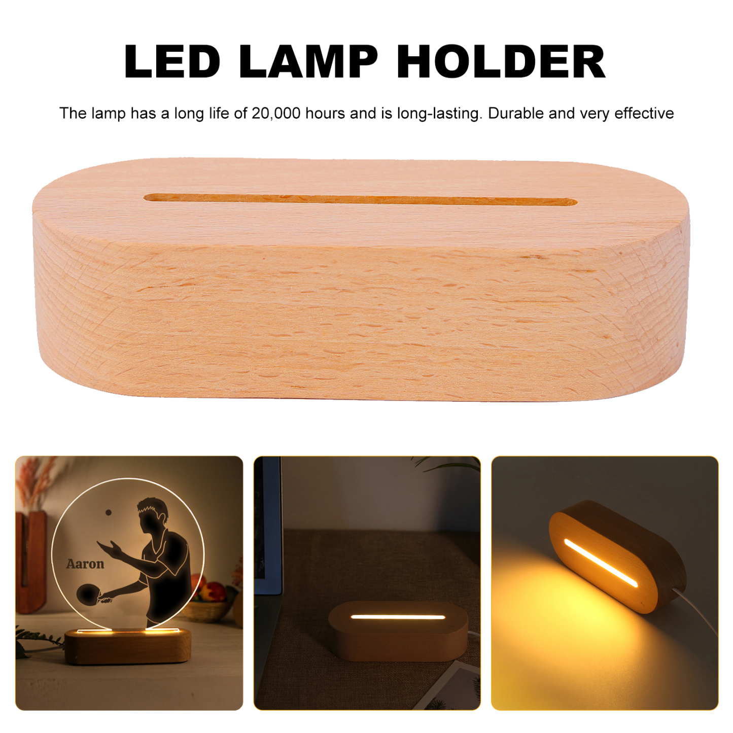 Lámpara Ilusión 3D Luz de Noche LED Silueta de Chico con Ping-pong con Nombre Personalizado