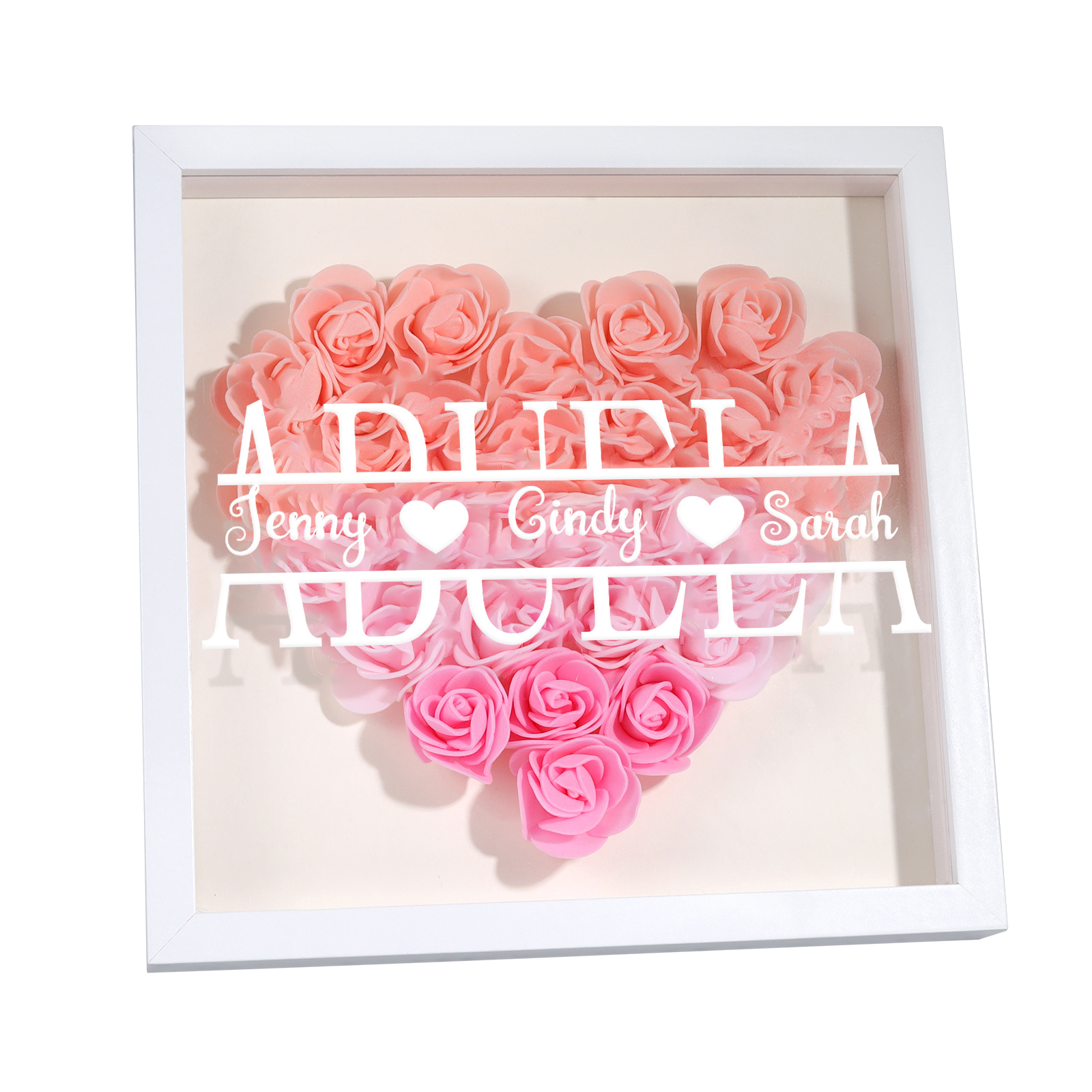 Adorno de madera de flores personalizado con 1 nombre y 1 texto-Jessemade ES