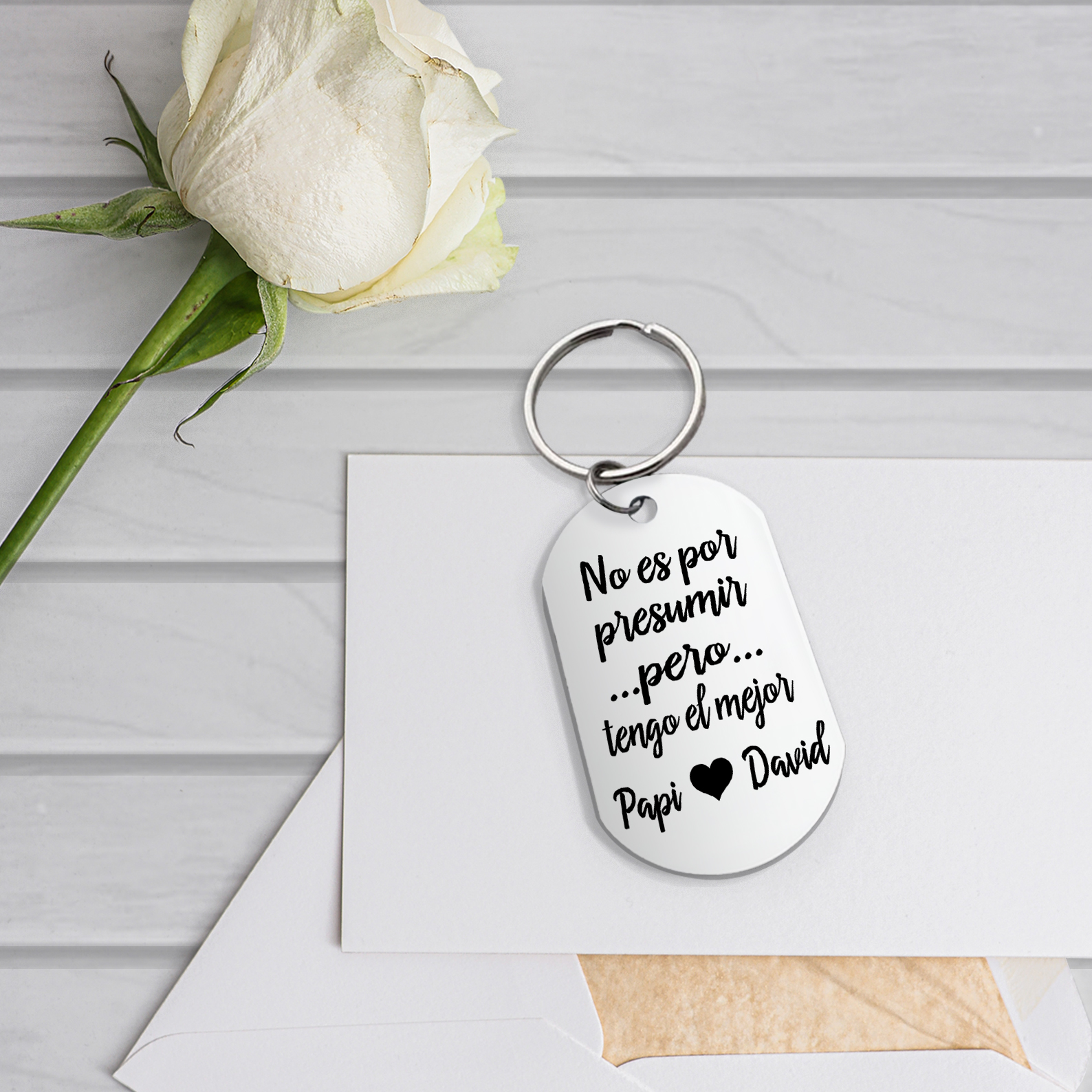 A mi papá-Llavero Personalizado TENGO EL MEJOR PAPÁ... 2 Nombres-Jessemade ES