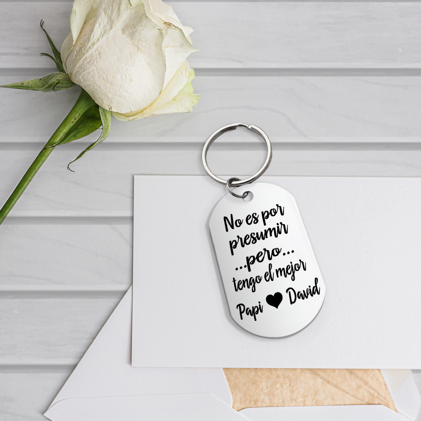 A mi papá-Llavero Personalizado TENGO EL MEJOR PAPÁ... 2 Nombres-Jessemade ES