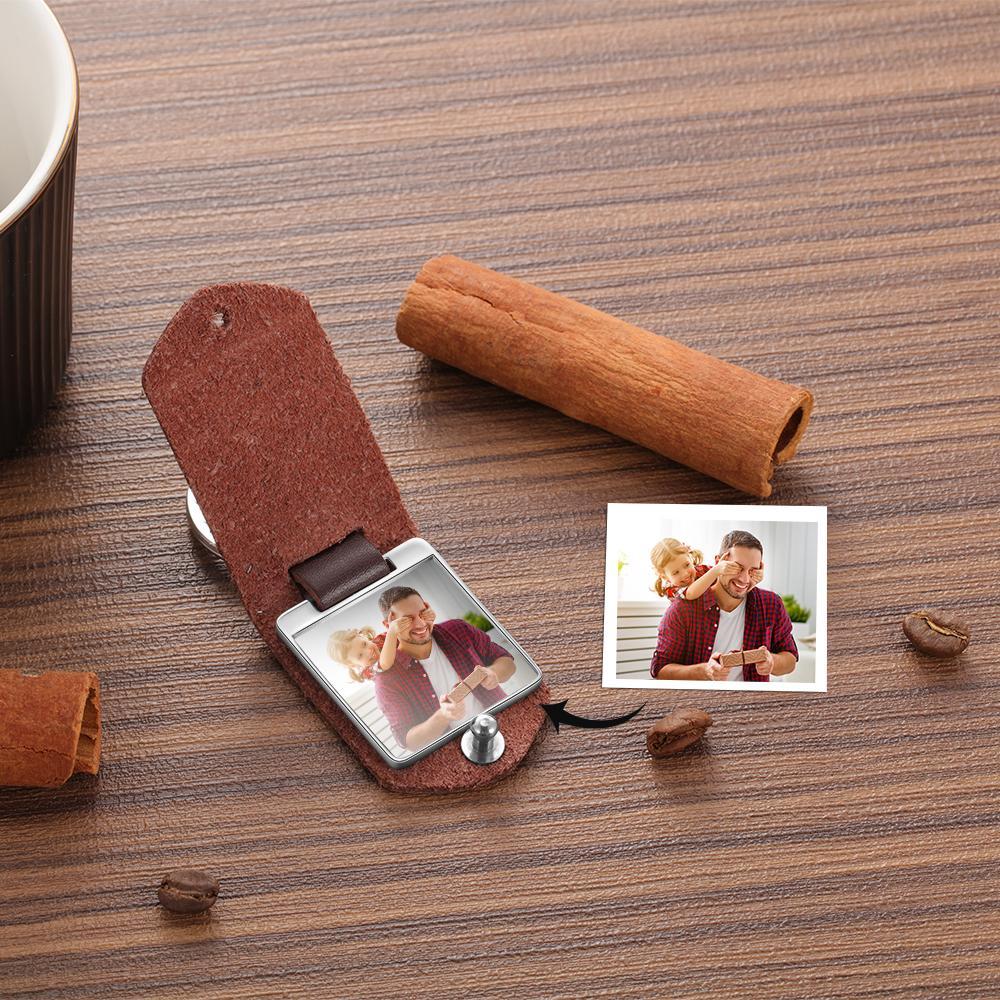 Llavero para pareja de cuero personalizado con fecha y foto-Jessemade ES