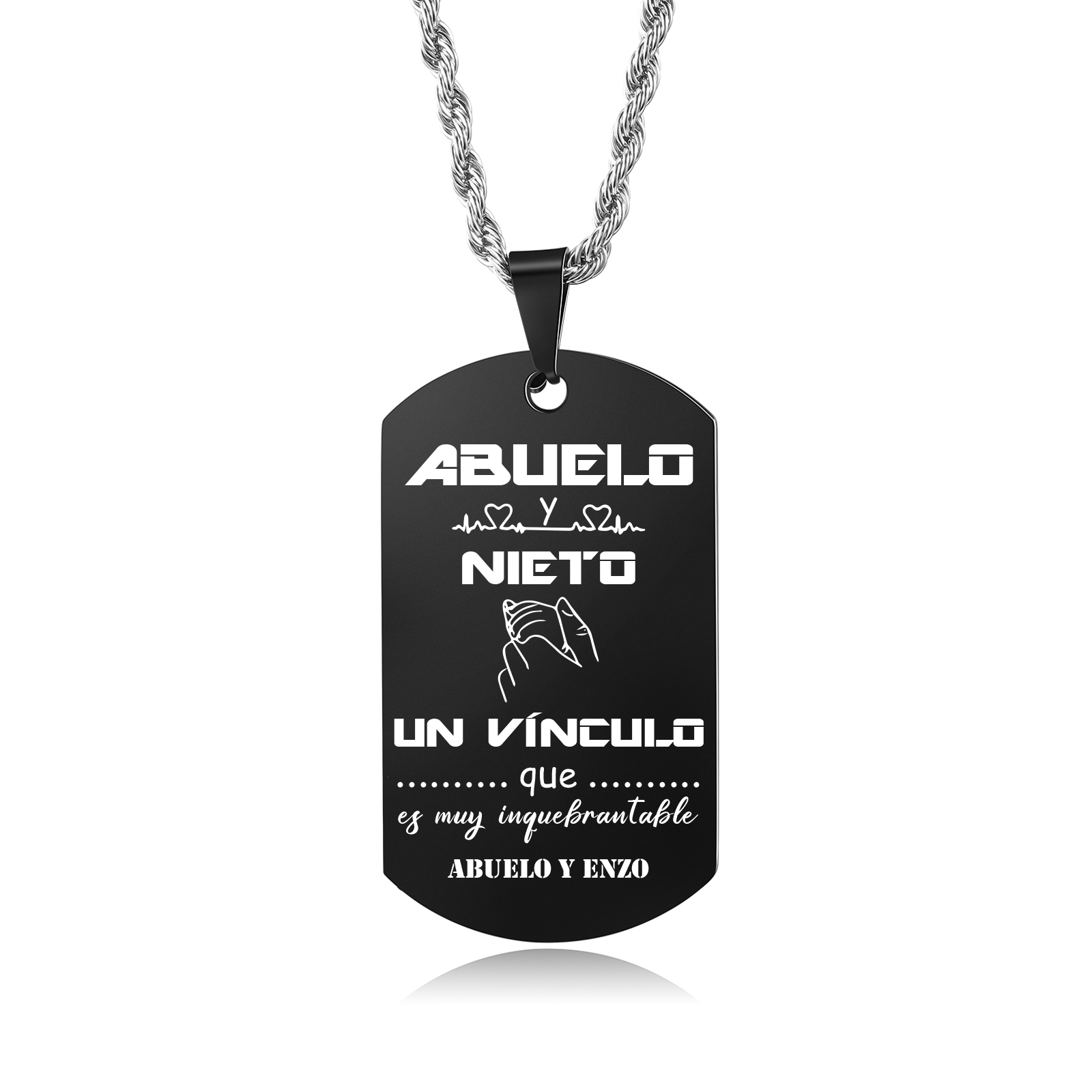 A MI ABUELO-Collar vínculo entre abuelo y nieto de placa personalizada con 1 texto-Jessemade ES