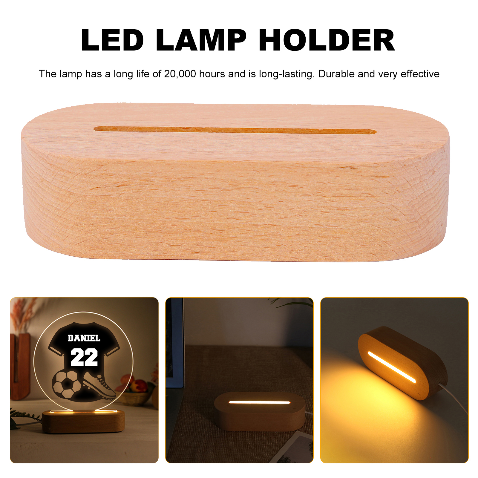 Lámpara Ilusión 3D Luz de Noche LED Fútbol con Nombre y Número Personalizados-Jessemade ES