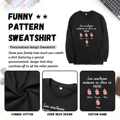 Familia-Sudadera "Muñecos de nieve" 5 nombres personalizados-Jessemade ES
