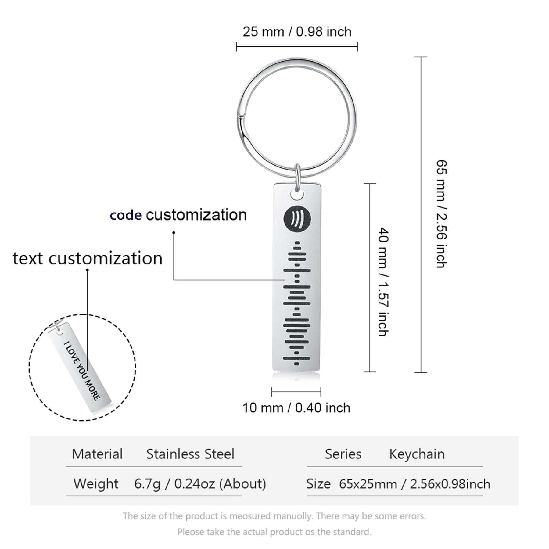 Llavero de código de Spotify llavero de música personalizada