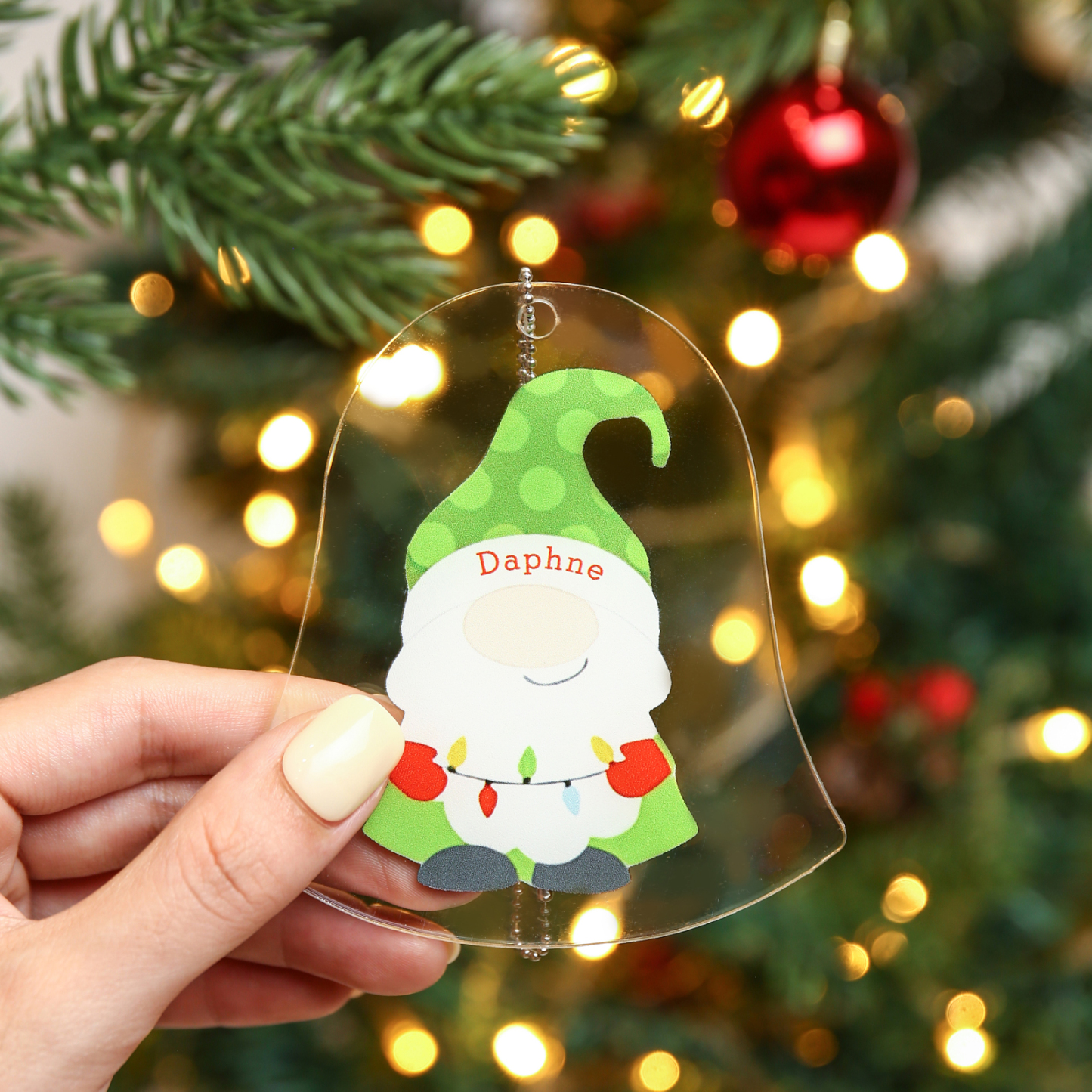 Navidad-Ornamento navideño de acrílico genios en forma de campanilla con 1 nombre personalizado