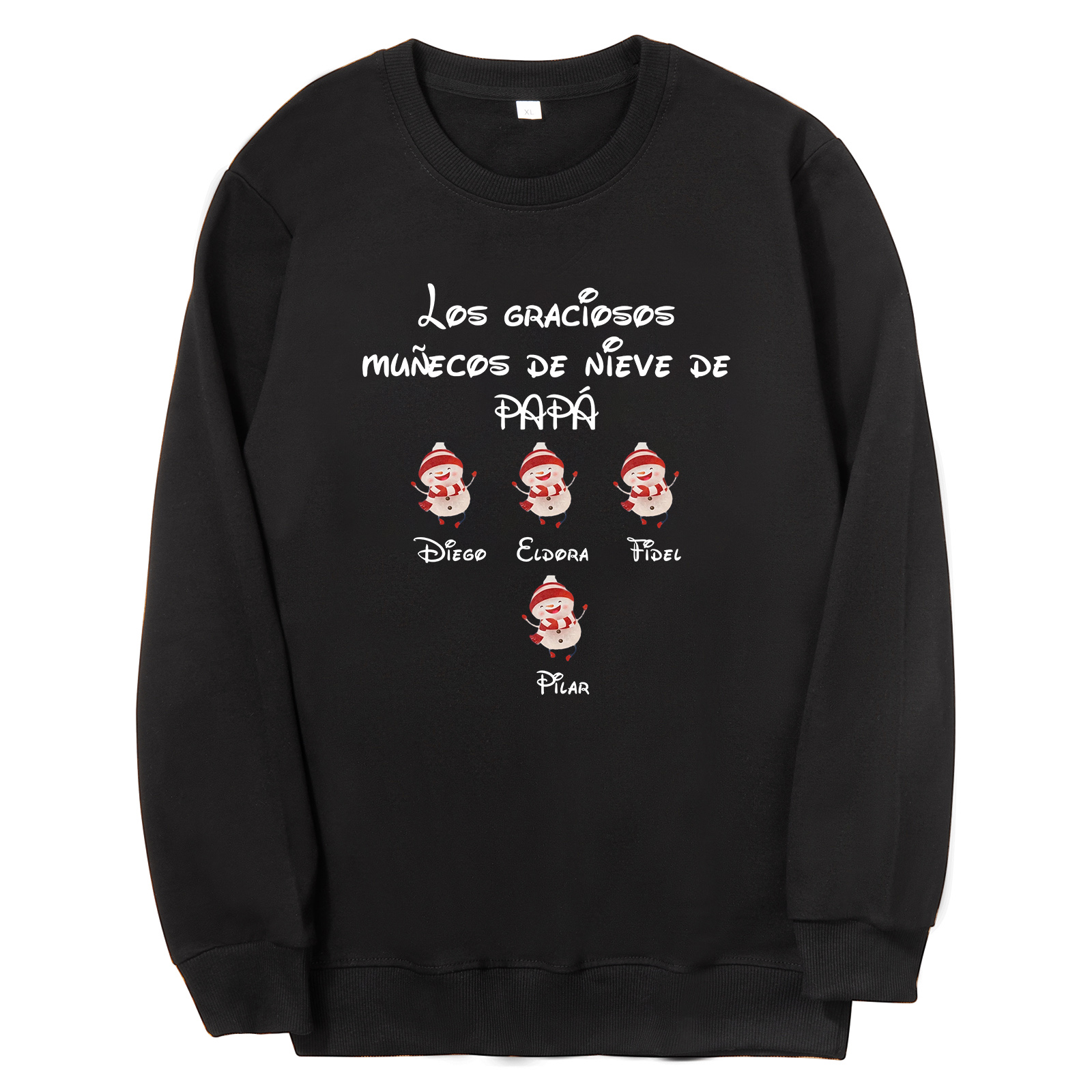 Familia-Sudadera "Muñecos de nieve" 5 nombres personalizados-Jessemade ES