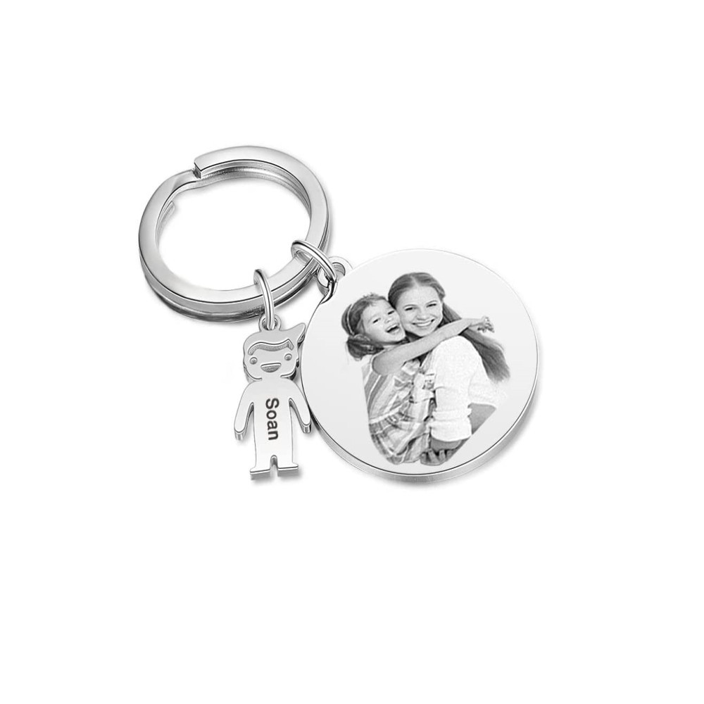 A mi papá - Llavero 1 Nombre Personalizado con 1 Charms Niñ@ con Foto y Texto-Jessemade ES