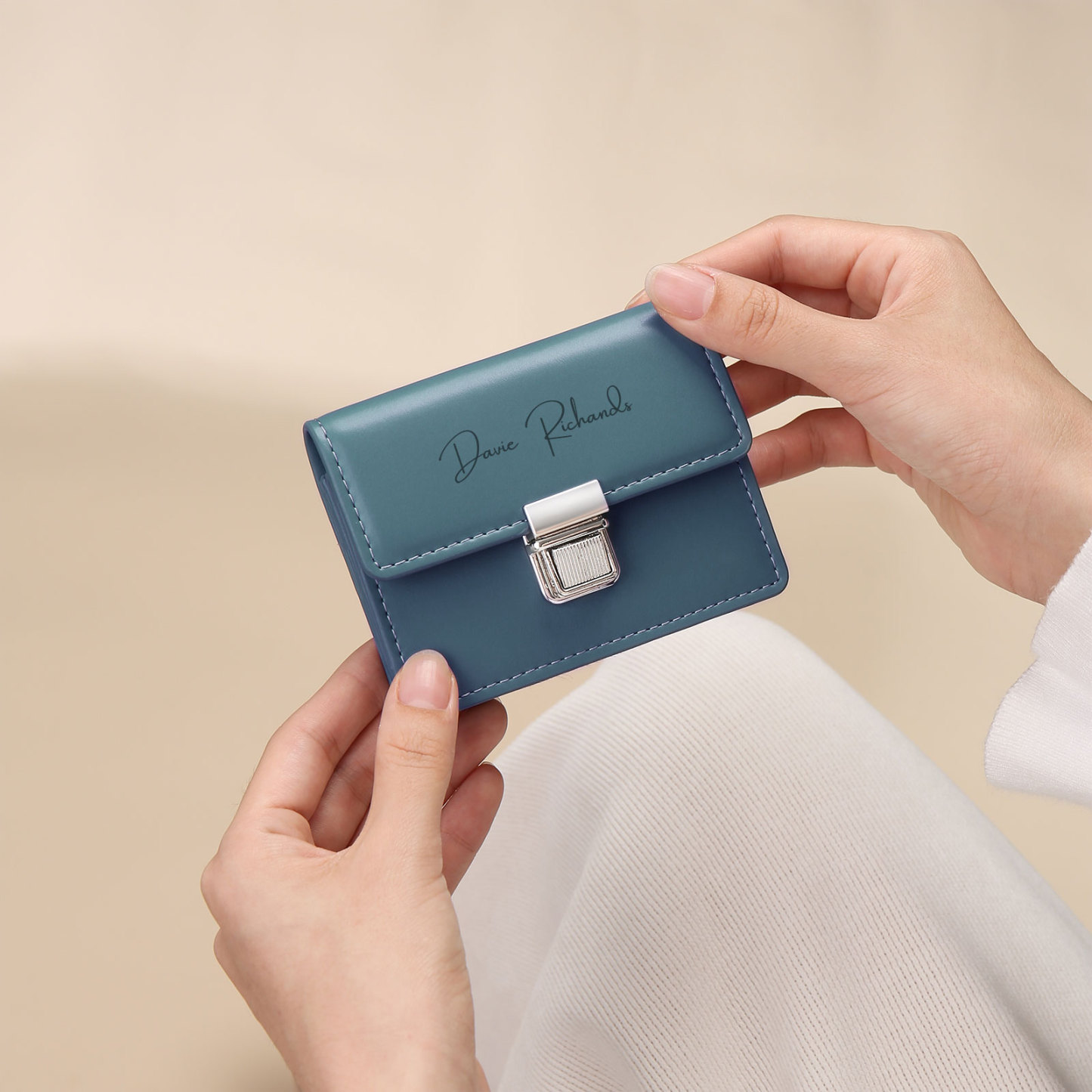 Cartera, billetera con 1 texto y 1 foto personalizados monedero clásico para mujer-Jessemade ES