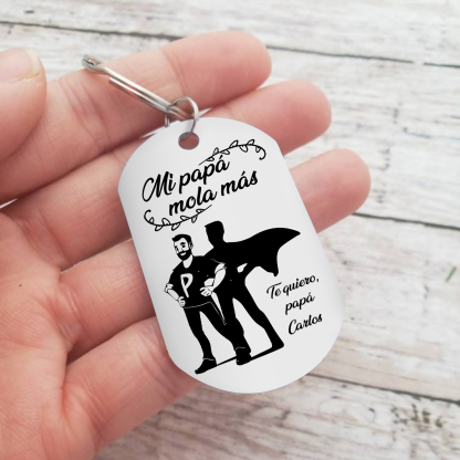 A mi papá-Llavero de placa con superhombre personalizado con 1 nombre-Jessemade ES