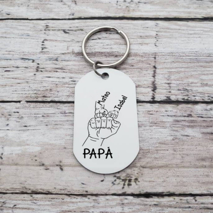 A mi papá-Llavero de placa con baloncesto y puño con puño personalizado con 1-5 nombres, números y figuras-Jessemade ES