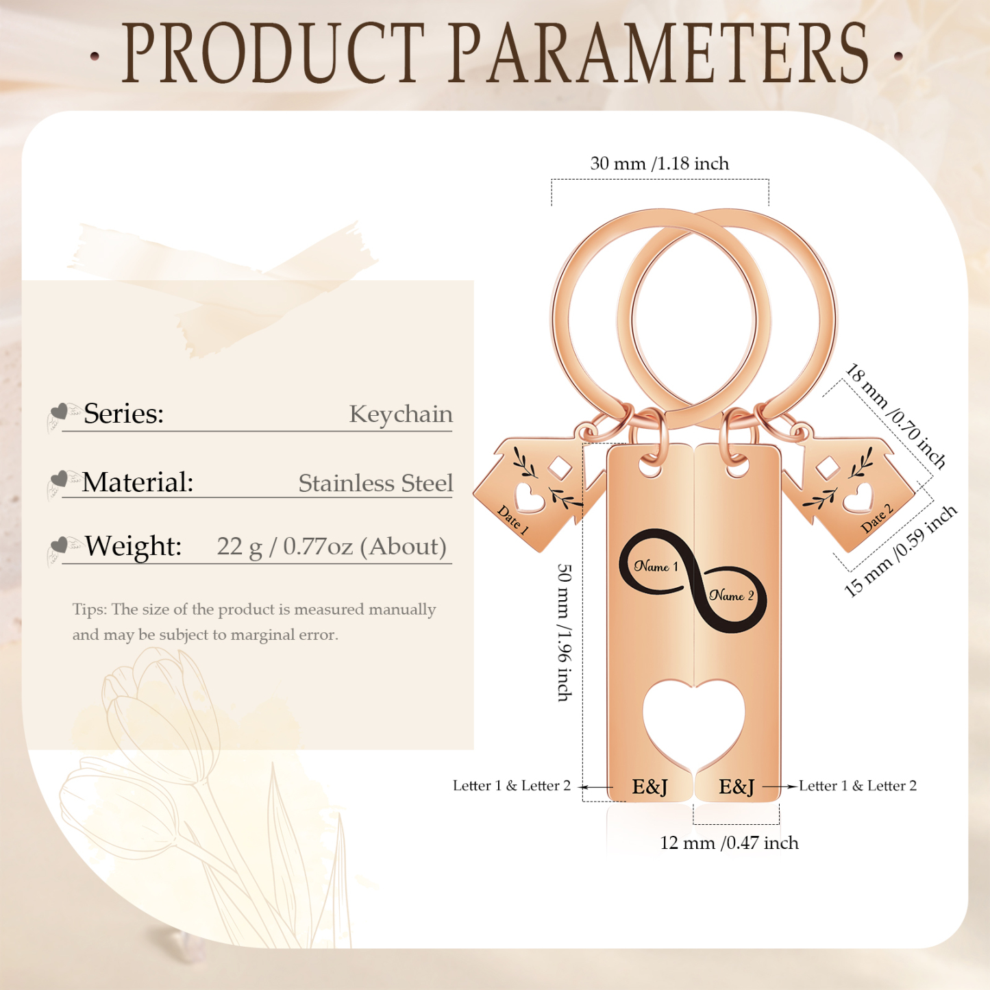 Llavero para pareja infinito 2 nombres, 2 letras personalizados con fecha dije de casa-Jessemade ES