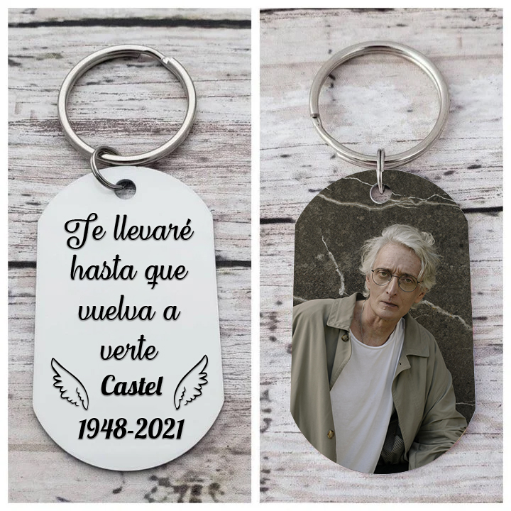 Llavero conmemorativo a un ser querido personalizado con foto, nombre y años-Jessemade ES