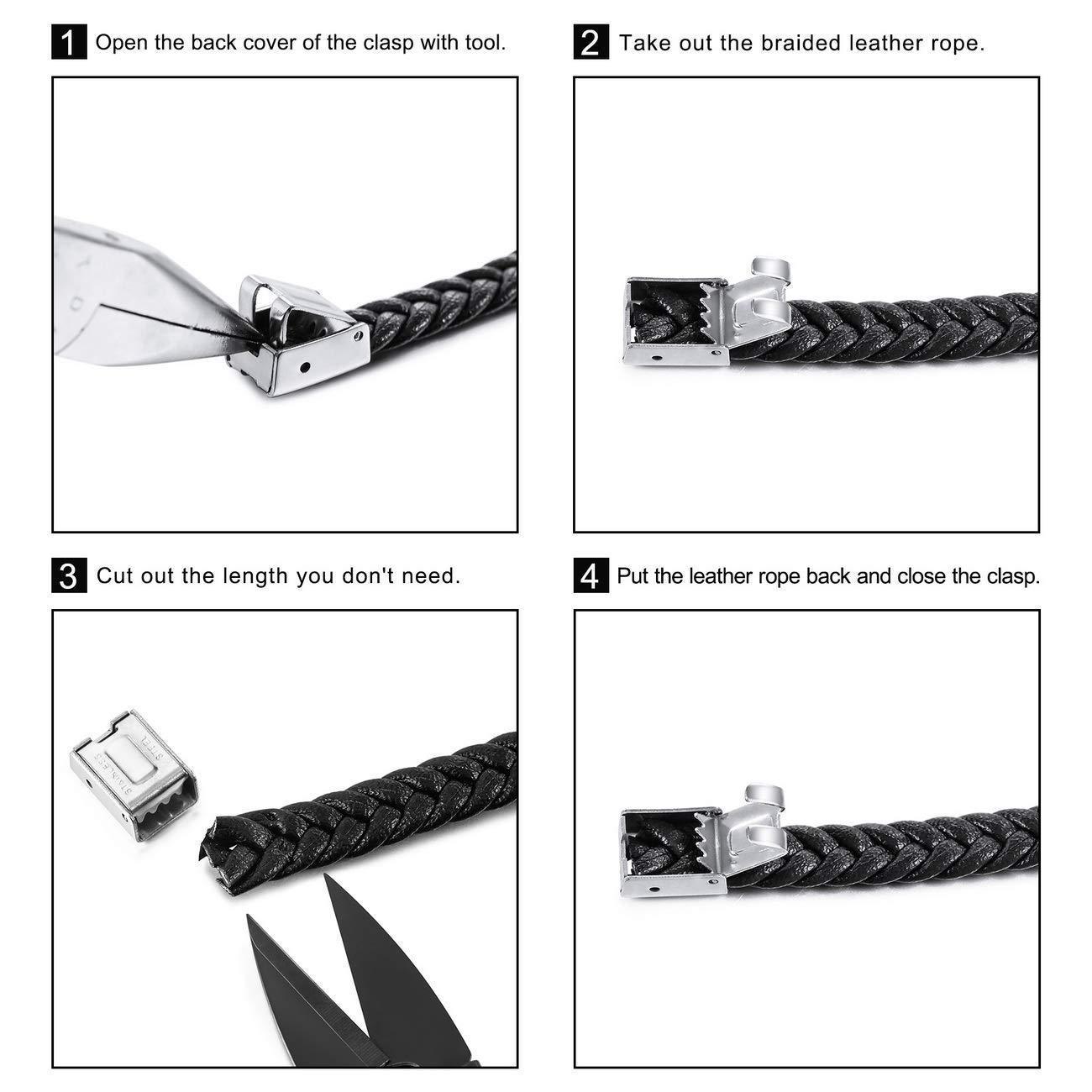 Pulsera de cuero trenzado Pulsera de hombre con 1 texto personalizado