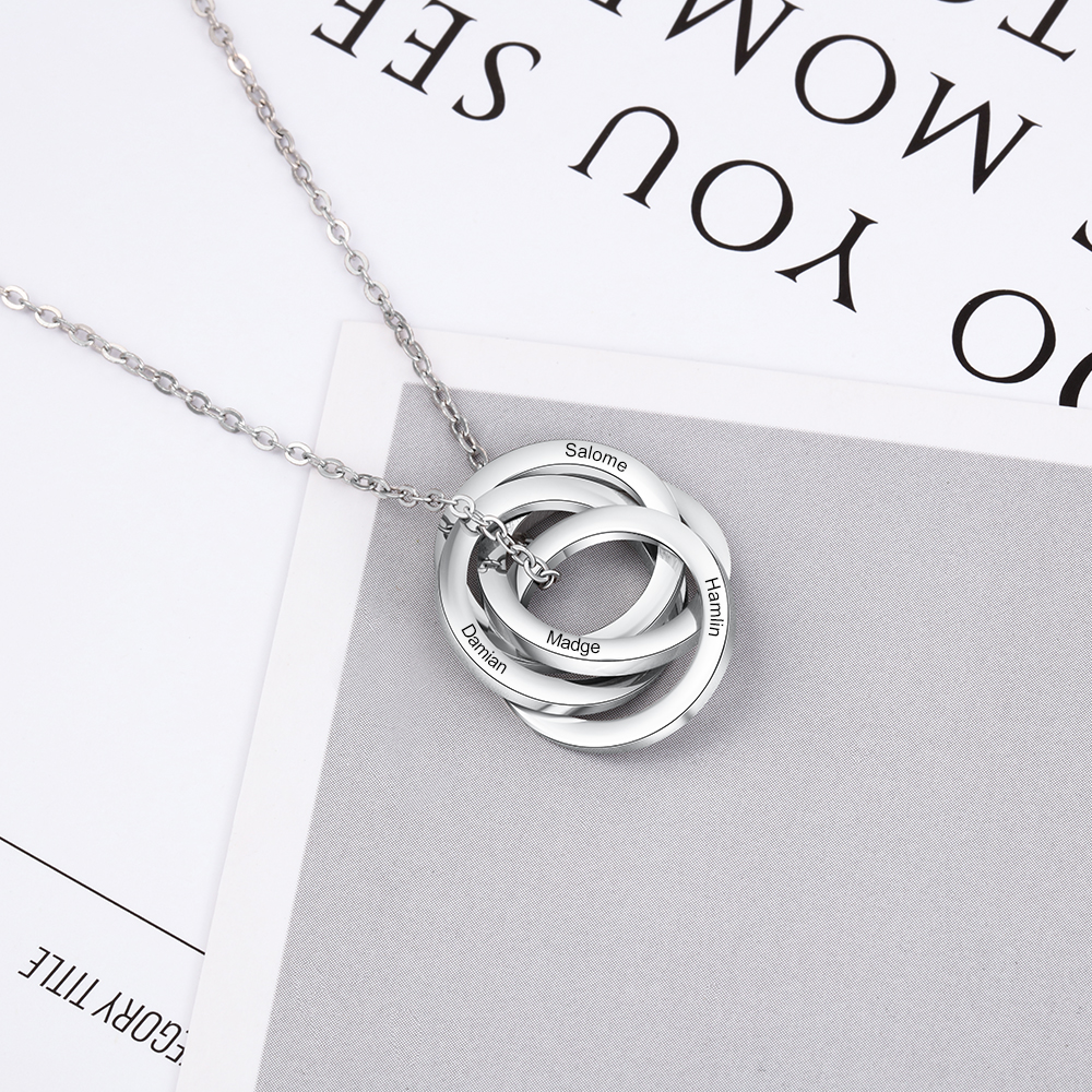 Collar de aros rusos personalizado con 4 nombres-Jessemade ES