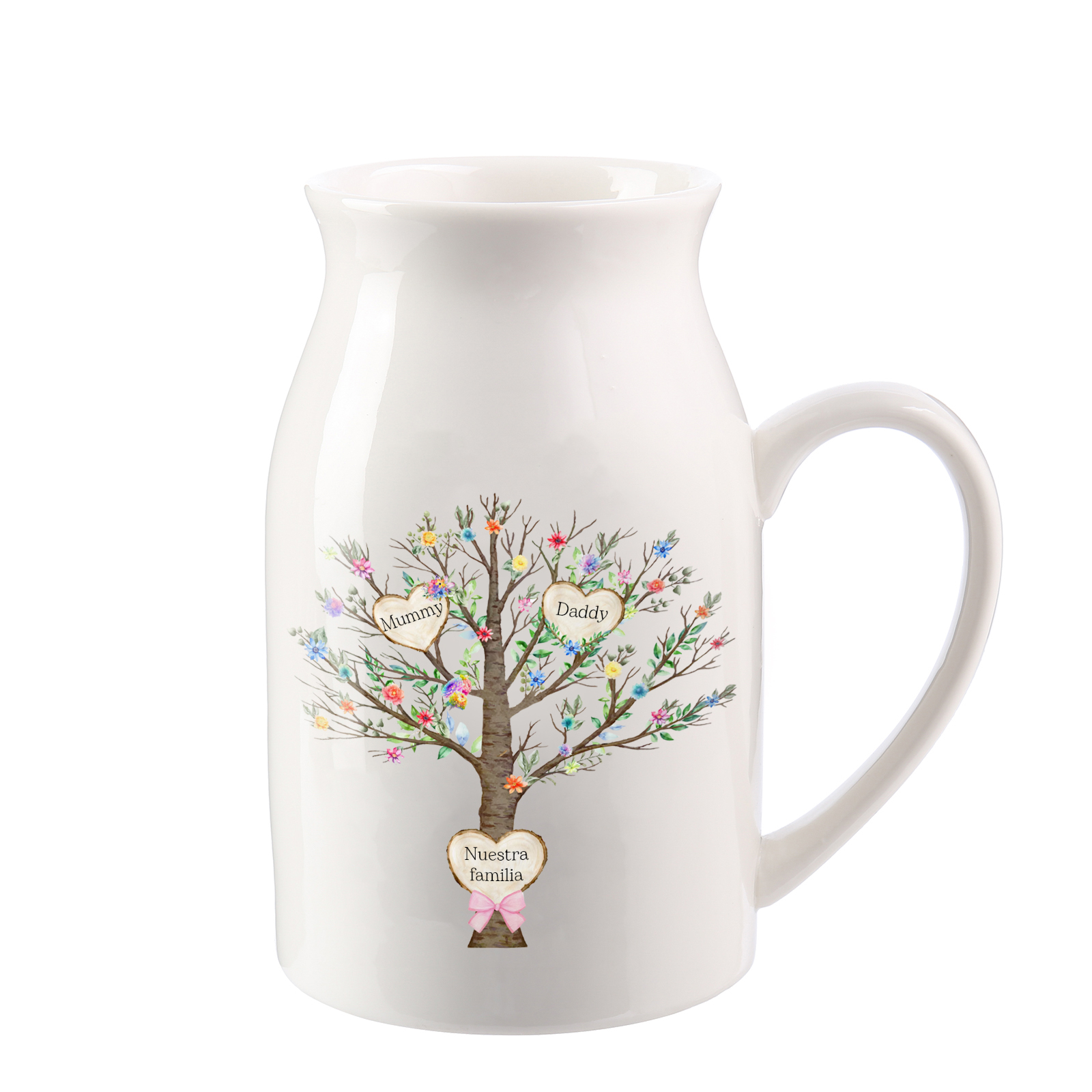 Florero de cerámica árbol de corazones 2-8 nombres personalizados con texto decoración del hogar-Jessemade ES