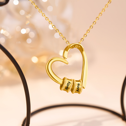 Collar colgante de corazón con 2 nombres personalizados en 2 aros-Jessemade ES