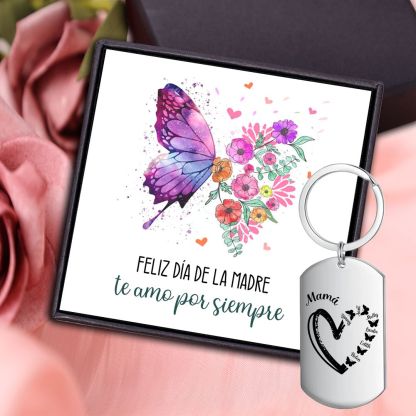 A mi mamá-Llavero 1-6 Nombres Personalizados CORAZÓN Y MARIPOSAS-Jessemade ES