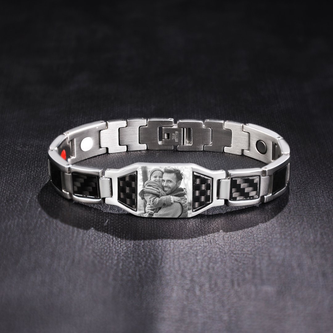 Pulsera magnética para hombre con 1 foto personalizada