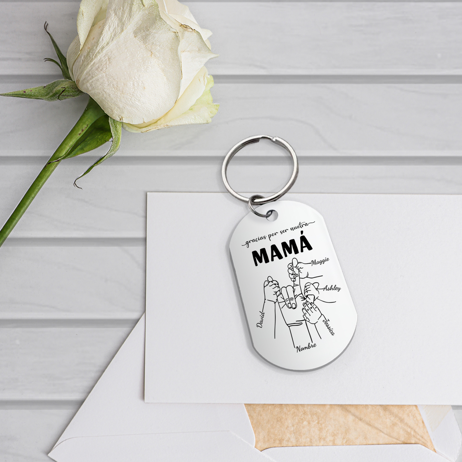 A mi mamá-Llavero 2-6 Nombres Personalizados "DEDOS COGIDOS"-Jessemade ES