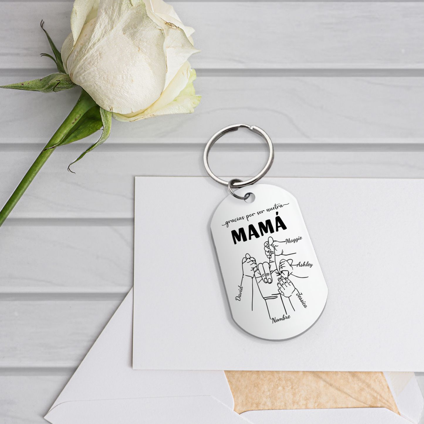 A mi mamá-Llavero 2-6 Nombres Personalizados "DEDOS COGIDOS"-Jessemade ES