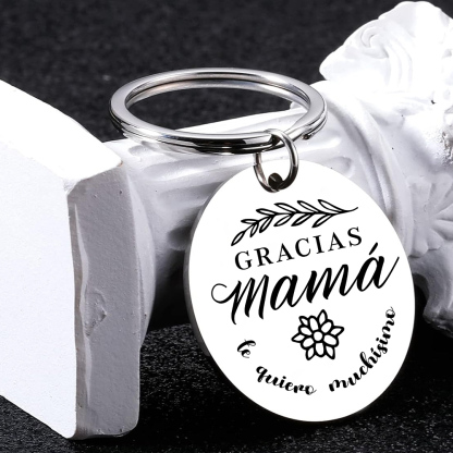 A mi mamá - Llavero de placa redonda "gracias mamá" con 1 foto personalizada-Jessemade ES