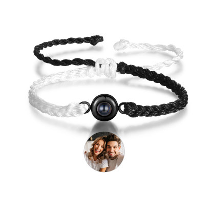 Pulsera de cuerda con proyección de foto en color con dije circular pulsera ajustable-Jessemade ES
