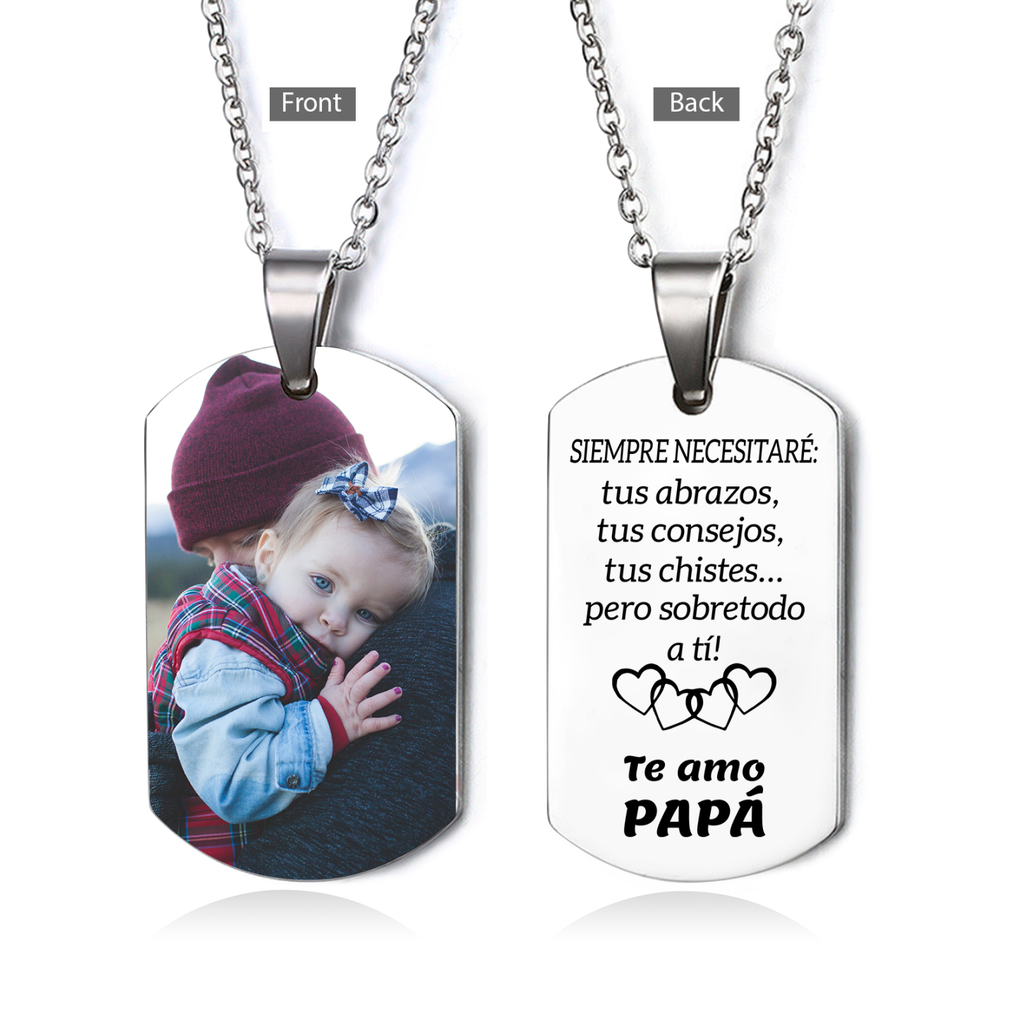 A MI PAPÁ-Collar de placa personalizada con foto-Jessemade ES