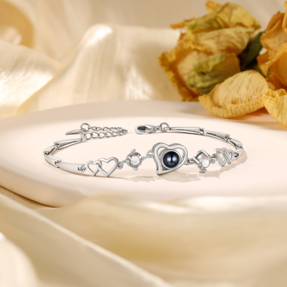Pulsera con dije de corazón con proyección de foto en color para mujer, Brazalete de proyección-Jessemade ES