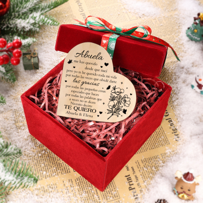 A mi abuela - Candelero de madera sin vela Flores 2 nombres personalizados-Jessemade ES