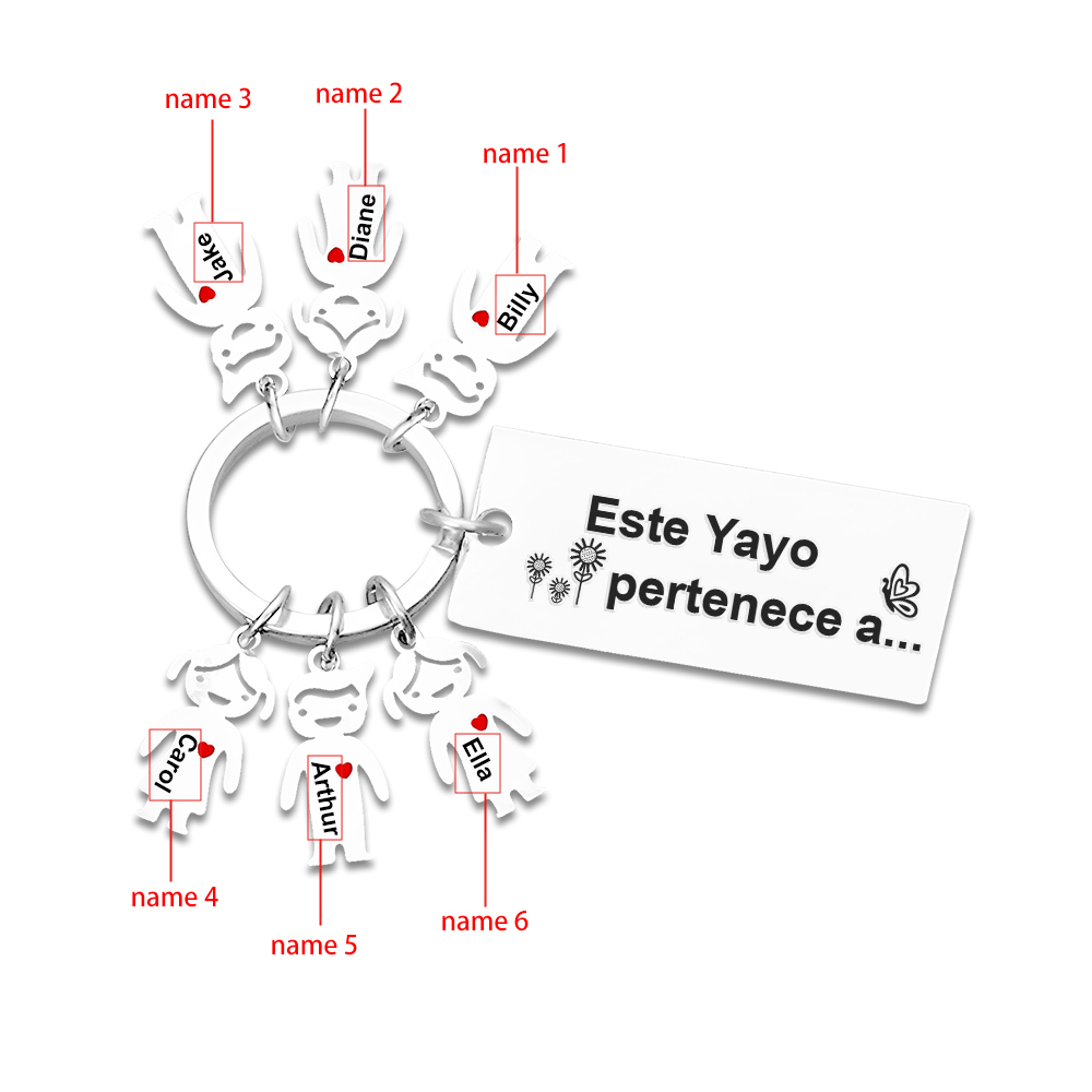 A mi abuelo - Llavero con 1-6 nombres personalizados en "niños" "Este Yayo pertenece a..."-Jessemade ES