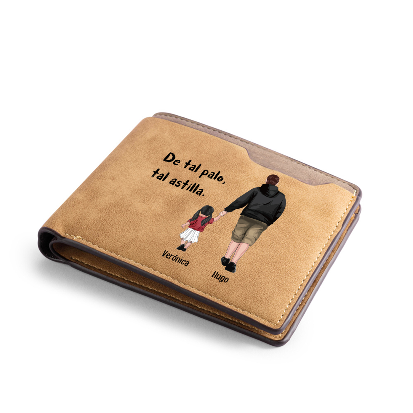 A mi papá-Cartera, billetera clásica siluetas 2-3 nombres personalizados para hombre monedero-Jessemade ES