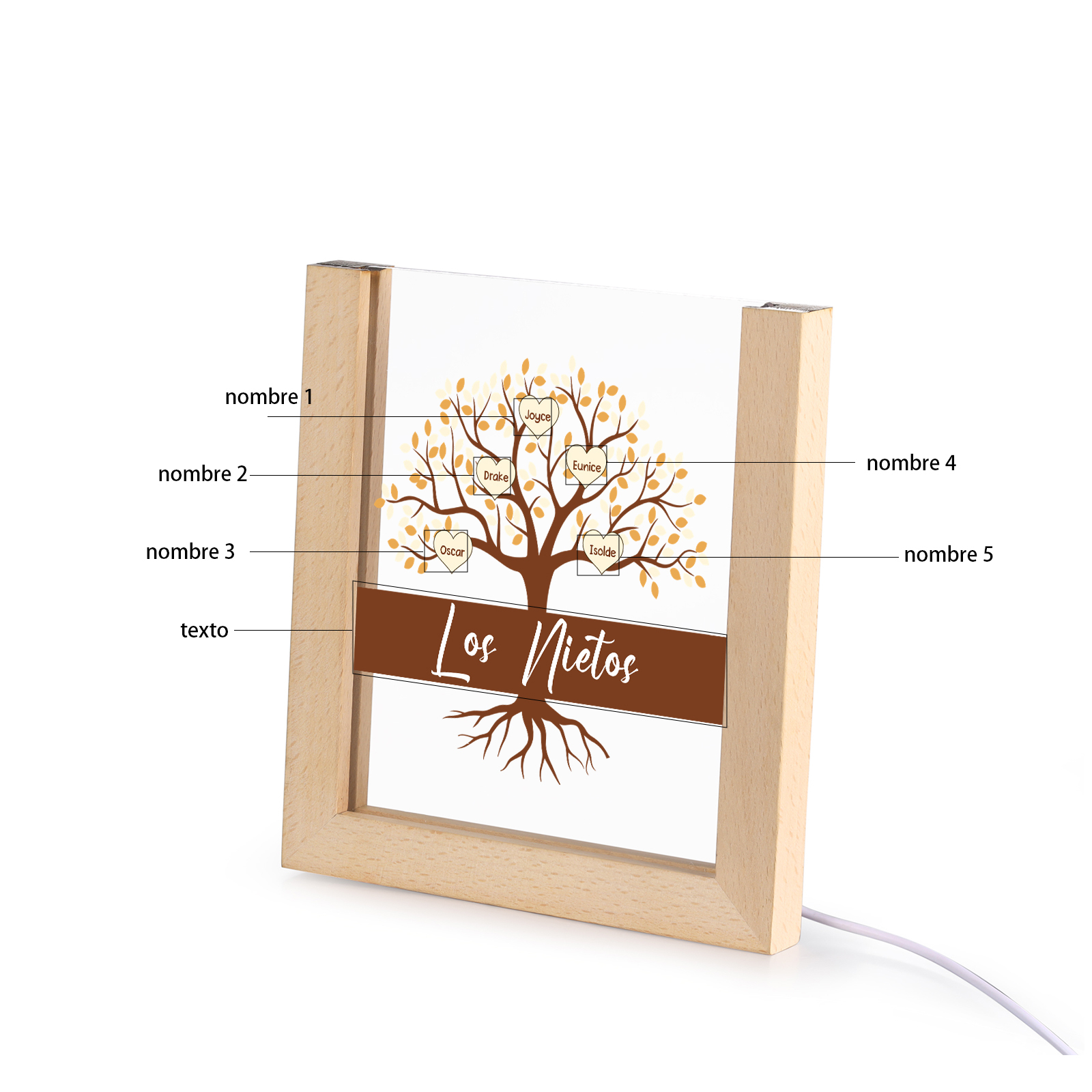 A mi mamá/abuela-Lámpara Personalizada con 2-8 Nombres y Texto "árbol" 3D Ilusión Luz de Noche-Jessemade ES
