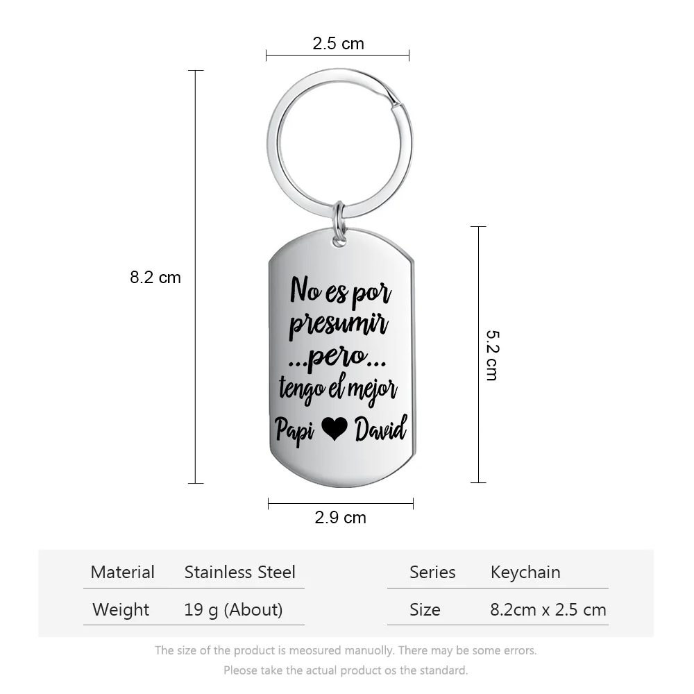 A mi papá-Llavero Personalizado TENGO EL MEJOR PAPÁ... 2 Nombres-Jessemade ES