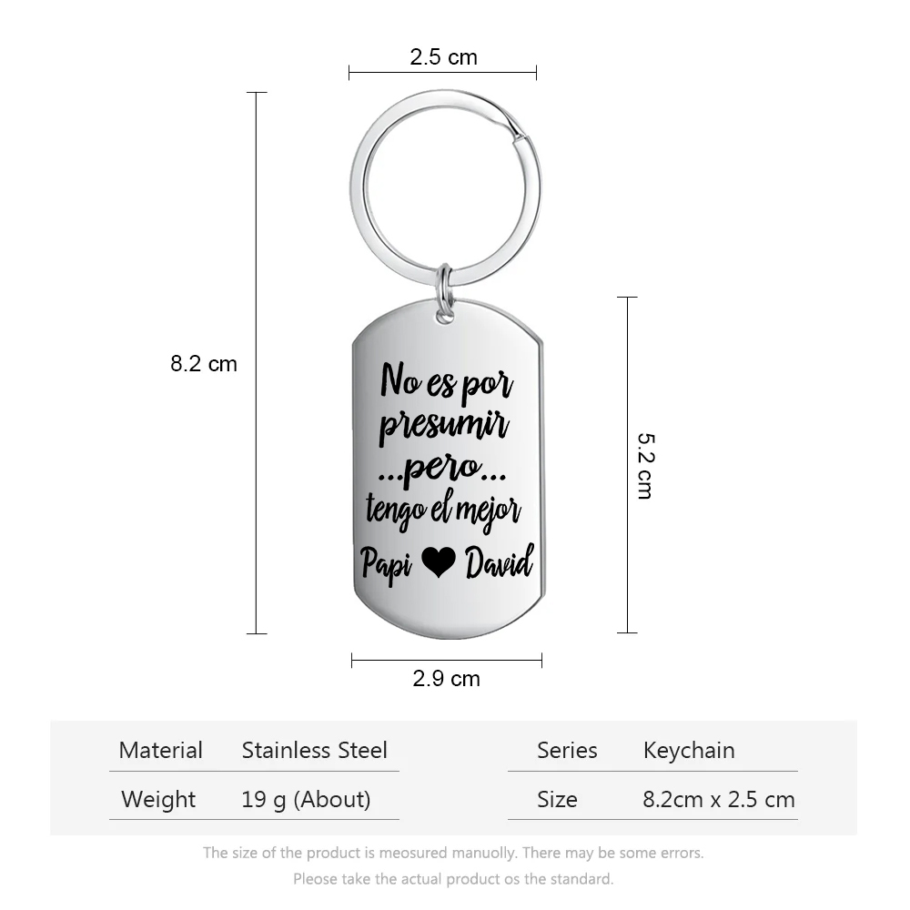 A mi papá-Llavero Personalizado TENGO EL MEJOR PAPÁ... 2 Nombres-Jessemade ES