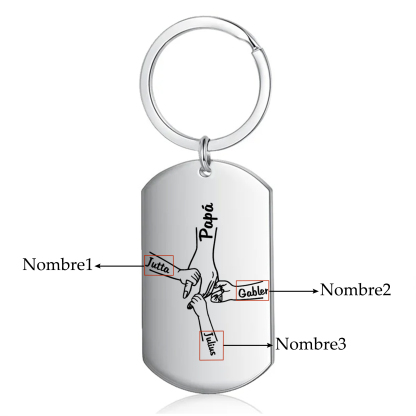 A mi papá-Llavero Personalizado MANOS COGIDAS 1-5 Nombres-Jessemade ES