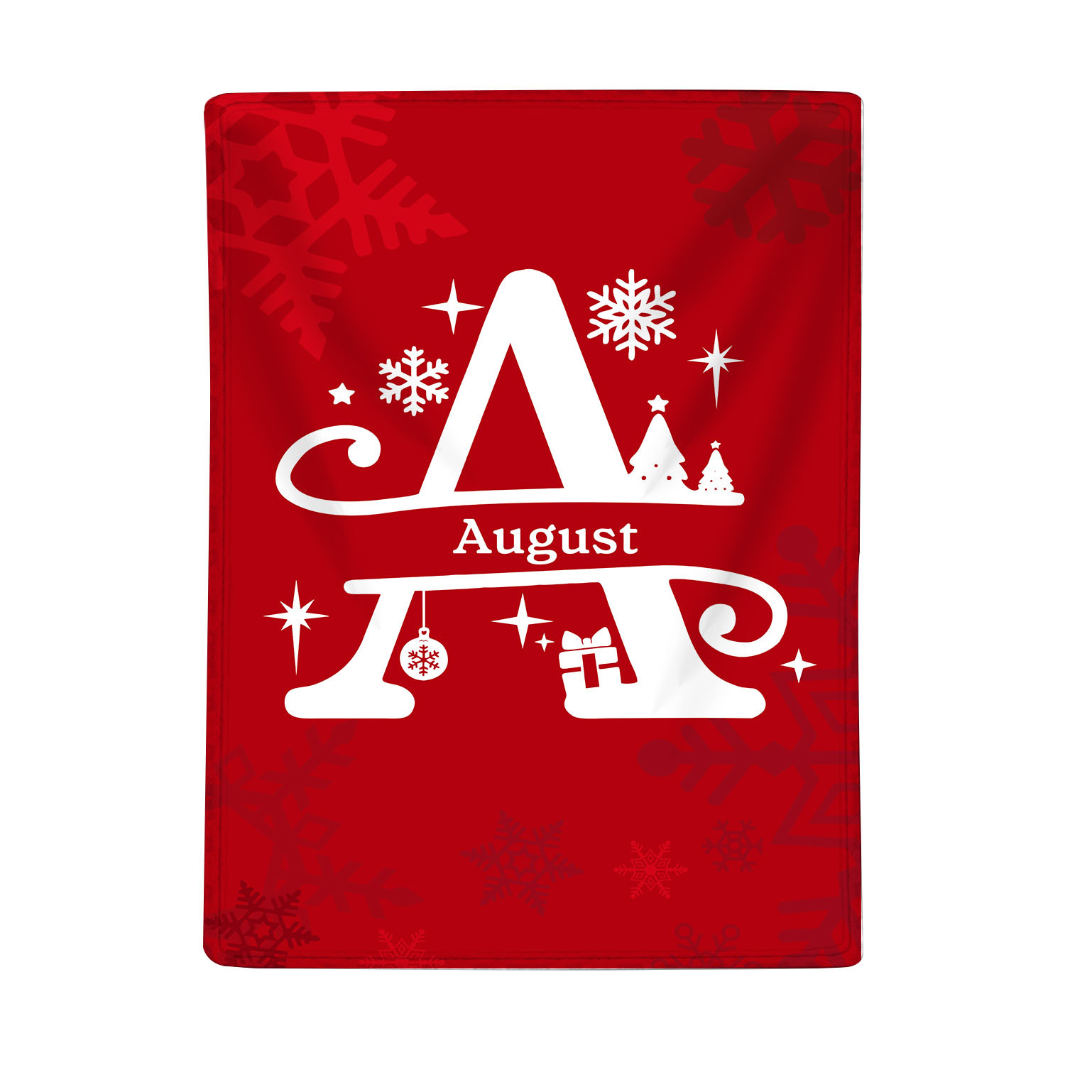 Manta de buen calidad de Navidad personalizada con 1 letra y 1 nombre-Jessemade ES